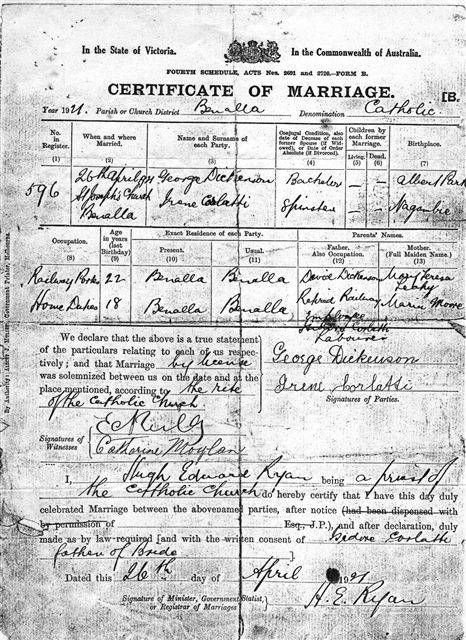 19_Marriage certificate angelina irene corlatti 1925